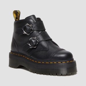 Dr. Martens Devon Flower Buckle Platform Boots – Black | Size 10 grunge goth